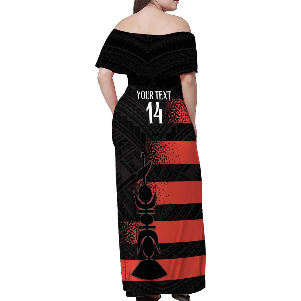 Custom New Caledonia Football Family Matching Off Shoulder Maxi Dress and Hawaiian Shirt Allez Les Cagous Polynesian Pattern LT14 - Polynesian Pride