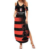 Custom New Caledonia Football Family Matching Summer Maxi Dress and Hawaiian Shirt Allez Les Cagous Polynesian Pattern LT14 Mom's Dress Black - Polynesian Pride