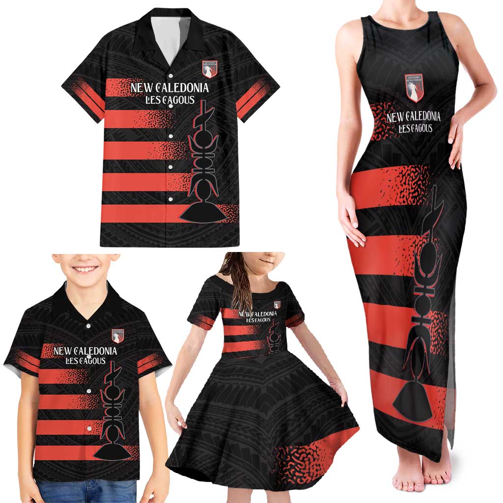 Custom New Caledonia Football Family Matching Tank Maxi Dress and Hawaiian Shirt Allez Les Cagous Polynesian Pattern LT14 - Polynesian Pride