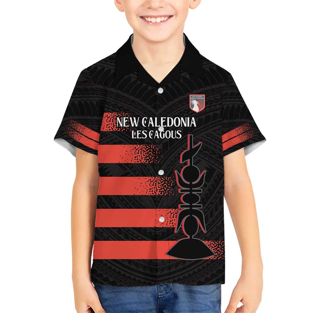 Custom New Caledonia Football Family Matching Tank Maxi Dress and Hawaiian Shirt Allez Les Cagous Polynesian Pattern LT14 Son's Shirt Black - Polynesian Pride