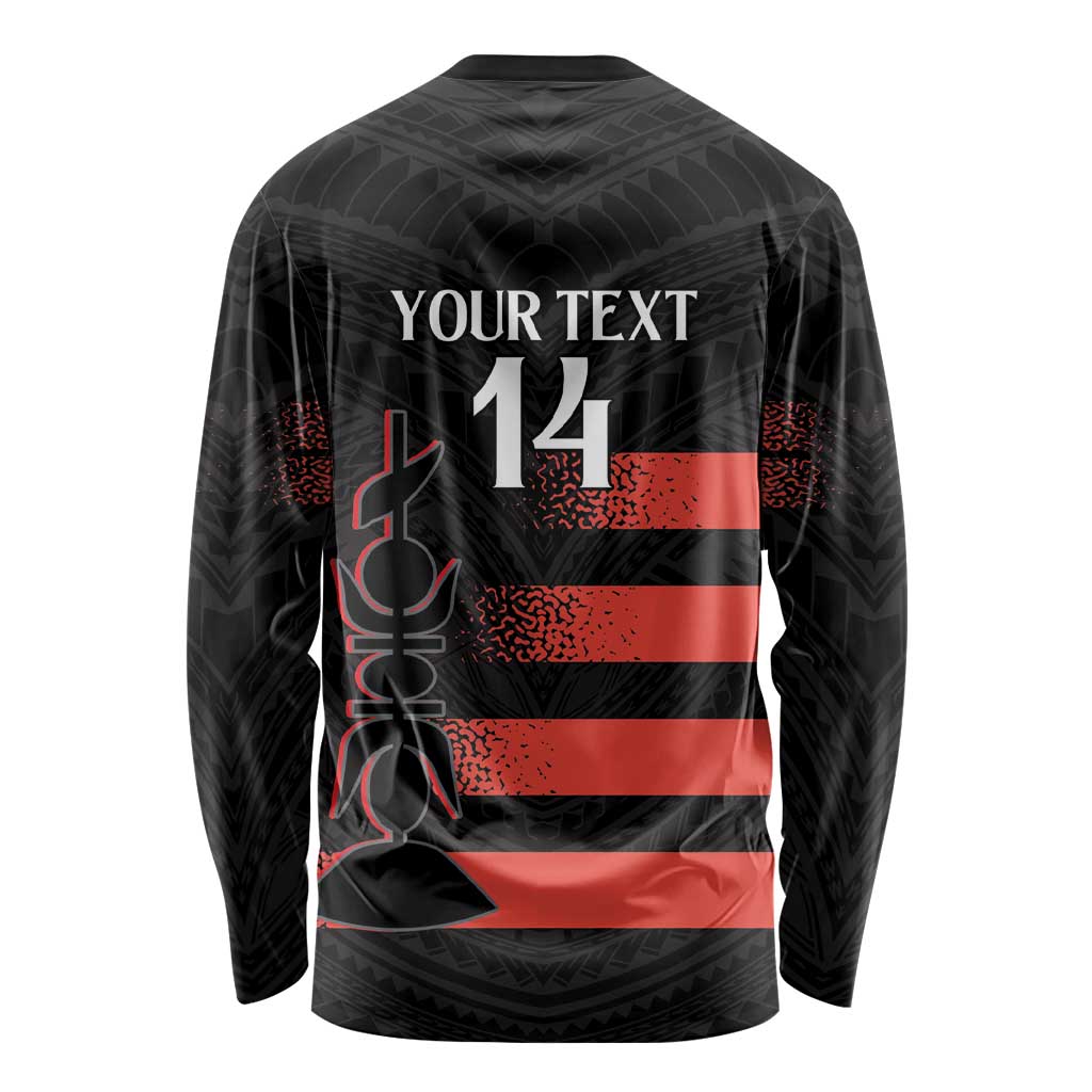 Custom New Caledonia Football Long Sleeve Shirt Allez Les Cagous Polynesian Pattern LT14 - Polynesian Pride