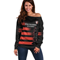 Custom New Caledonia Football Off Shoulder Sweater Allez Les Cagous Polynesian Pattern