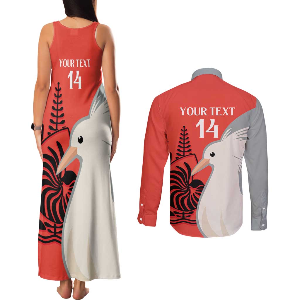 Custom Nouvelle-Caledonie Football Couples Matching Tank Maxi Dress and Long Sleeve Button Shirt Allez Les Cagous Simple Style LT14 - Polynesian Pride