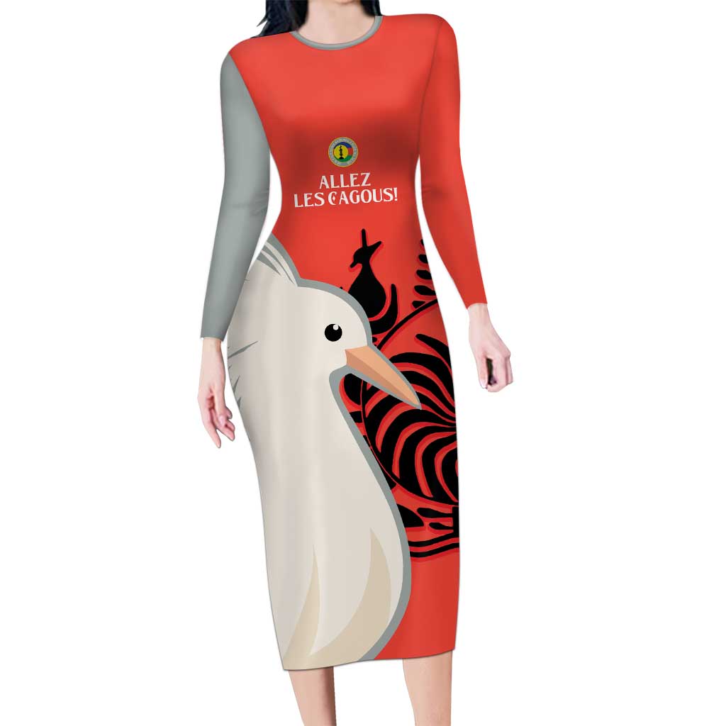 Custom Nouvelle-Caledonie Football Family Matching Long Sleeve Bodycon Dress and Hawaiian Shirt Allez Les Cagous Simple Style LT14 Mom's Dress Red - Polynesian Pride