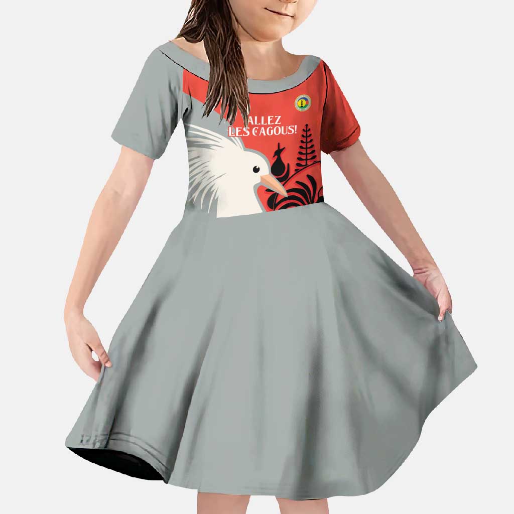 Custom Nouvelle-Caledonie Football Family Matching Mermaid Dress and Hawaiian Shirt Allez Les Cagous Simple Style LT14 Daughter's Dress Red - Polynesian Pride