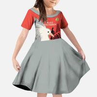 Custom Nouvelle-Caledonie Football Family Matching Off Shoulder Maxi Dress and Hawaiian Shirt Allez Les Cagous Simple Style LT14 Daughter's Dress Red - Polynesian Pride