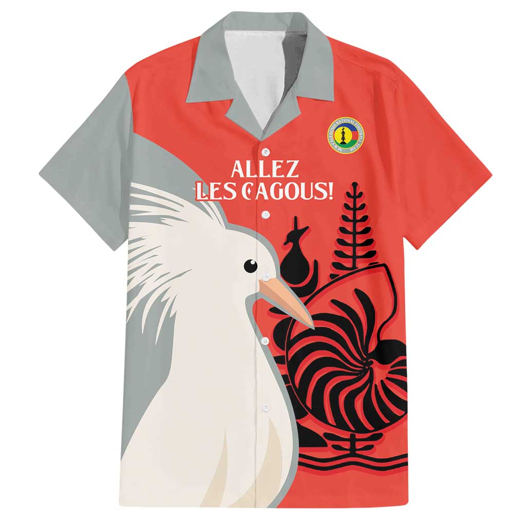 Custom Nouvelle-Caledonie Football Family Matching Off Shoulder Maxi Dress and Hawaiian Shirt Allez Les Cagous Simple Style LT14 Dad's Shirt - Short Sleeve Red - Polynesian Pride