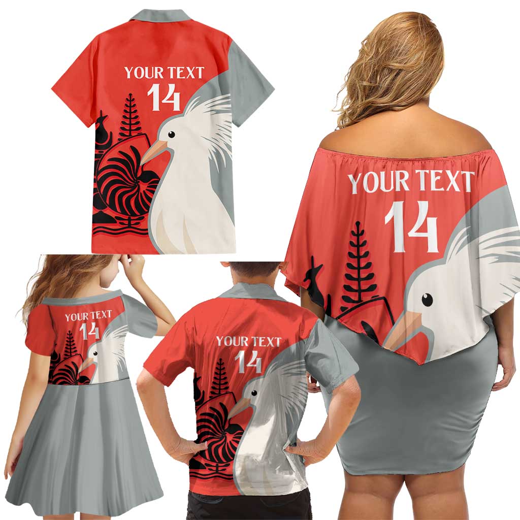 Custom Nouvelle-Caledonie Football Family Matching Off Shoulder Short Dress and Hawaiian Shirt Allez Les Cagous Simple Style LT14 - Polynesian Pride