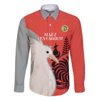 Custom Nouvelle-Caledonie Football Family Matching Off Shoulder Short Dress and Hawaiian Shirt Allez Les Cagous Simple Style LT14 Dad's Shirt - Long Sleeve Red - Polynesian Pride
