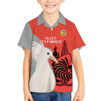 Custom Nouvelle-Caledonie Football Family Matching Off Shoulder Short Dress and Hawaiian Shirt Allez Les Cagous Simple Style LT14 Son's Shirt Red - Polynesian Pride