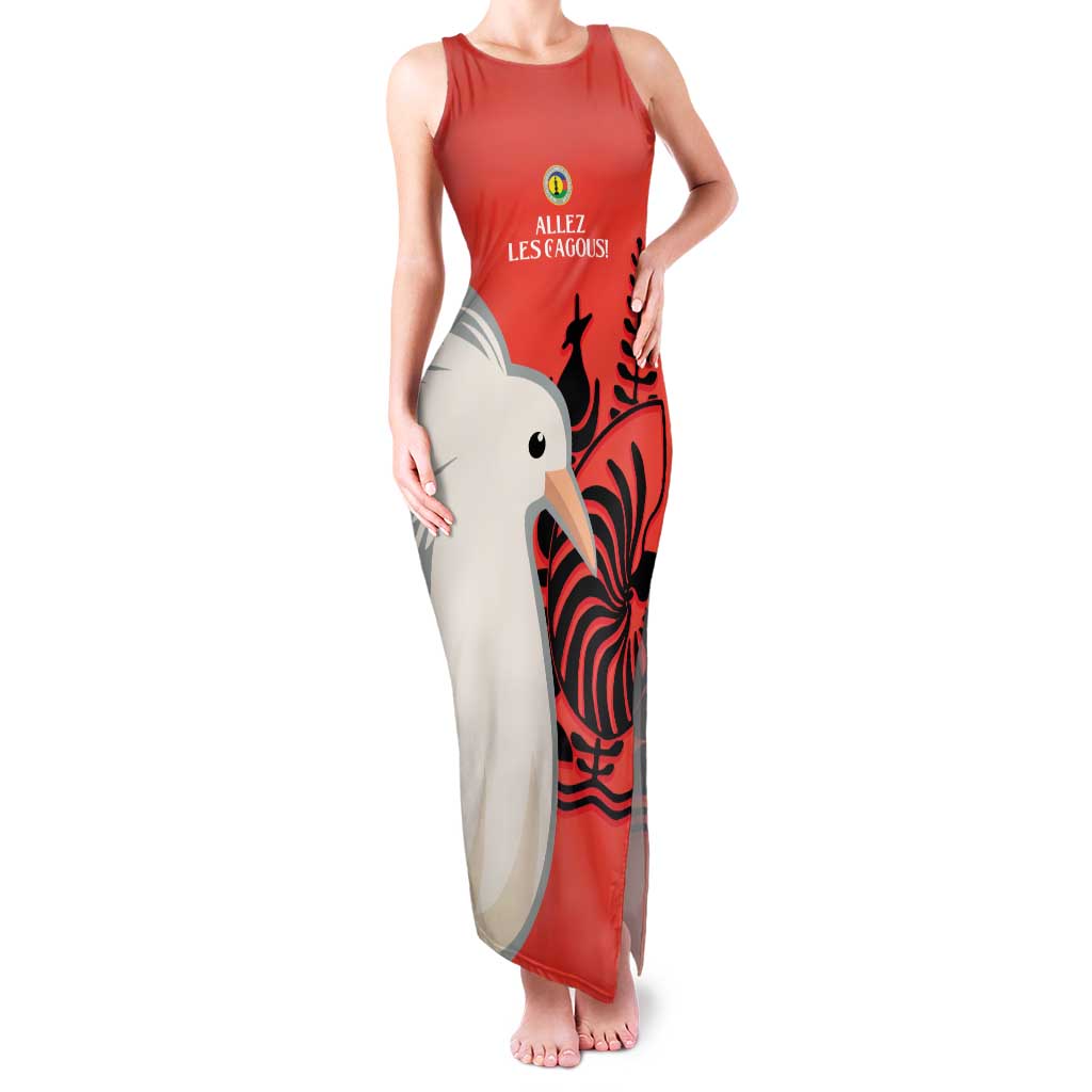 Custom Nouvelle-Caledonie Football Family Matching Tank Maxi Dress and Hawaiian Shirt Allez Les Cagous Simple Style LT14 Mom's Dress Red - Polynesian Pride