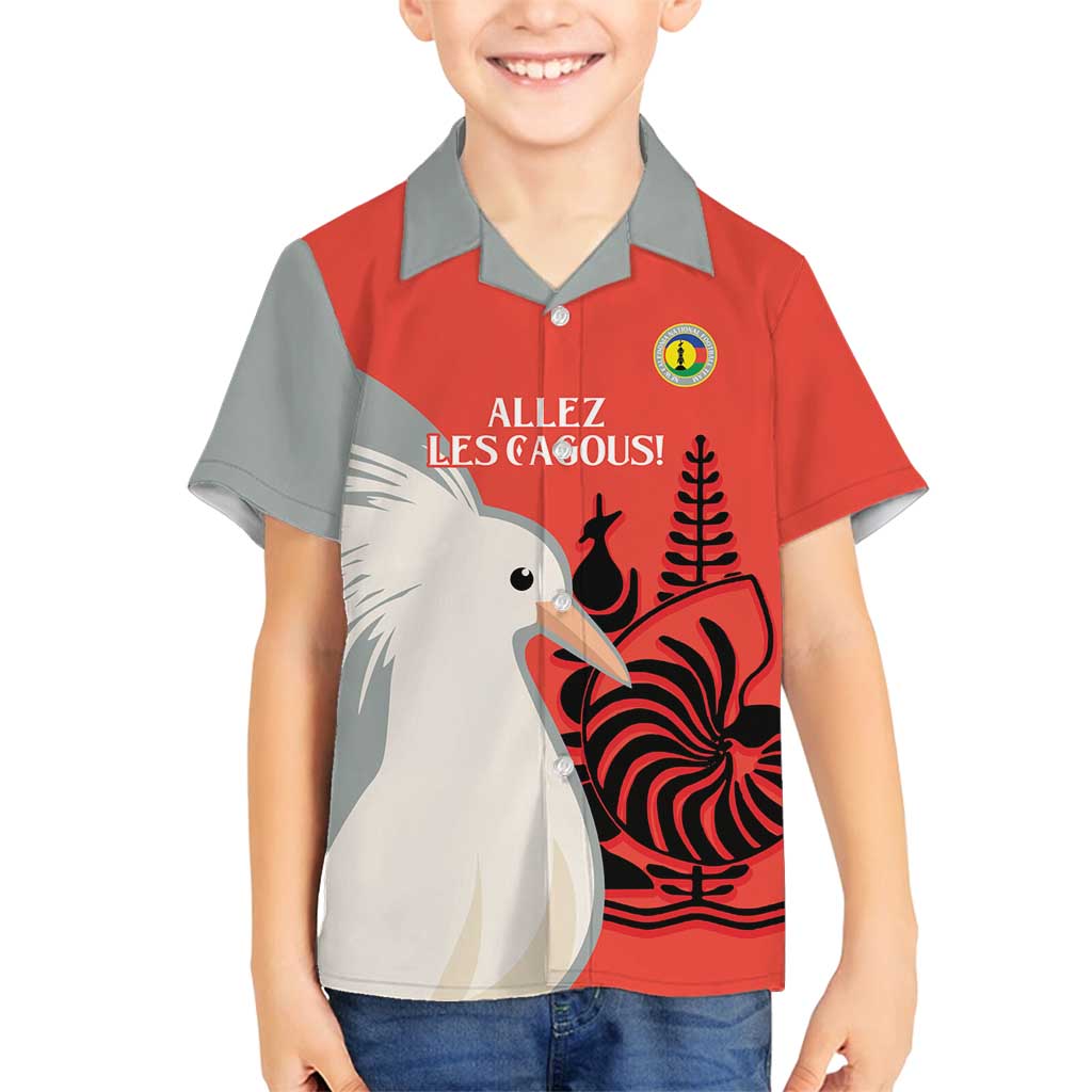 Custom Nouvelle-Caledonie Football Family Matching Tank Maxi Dress and Hawaiian Shirt Allez Les Cagous Simple Style LT14 Son's Shirt Red - Polynesian Pride