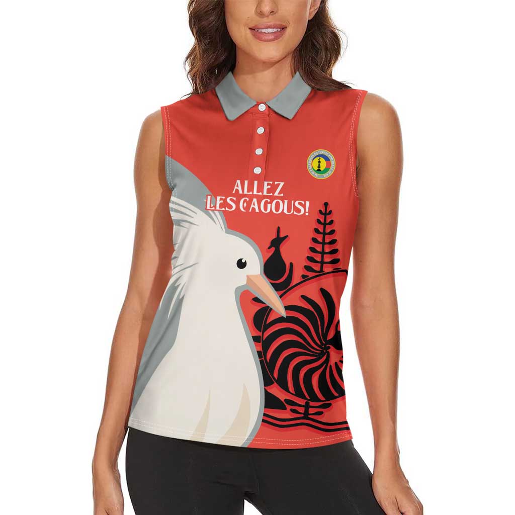 Custom Nouvelle-Caledonie Football Women Sleeveless Polo Shirt Allez Les Cagous Simple Style LT14 - Polynesian Pride