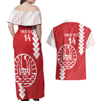 Custom Tahiti Football Couples Matching Off Shoulder Maxi Dress and Hawaiian Shirt Go Toa Aito LT14 - Polynesian Pride