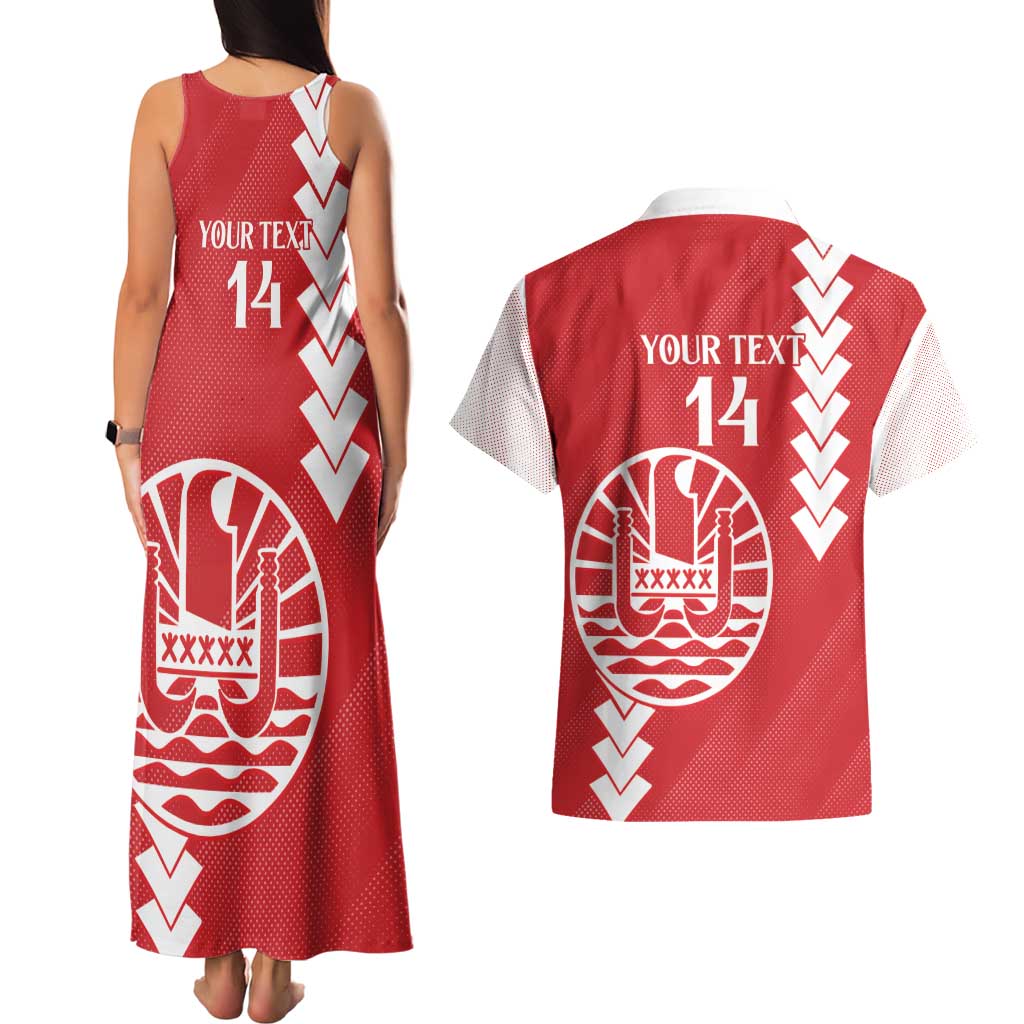 Custom Tahiti Football Couples Matching Tank Maxi Dress and Hawaiian Shirt Go Toa Aito LT14 - Polynesian Pride