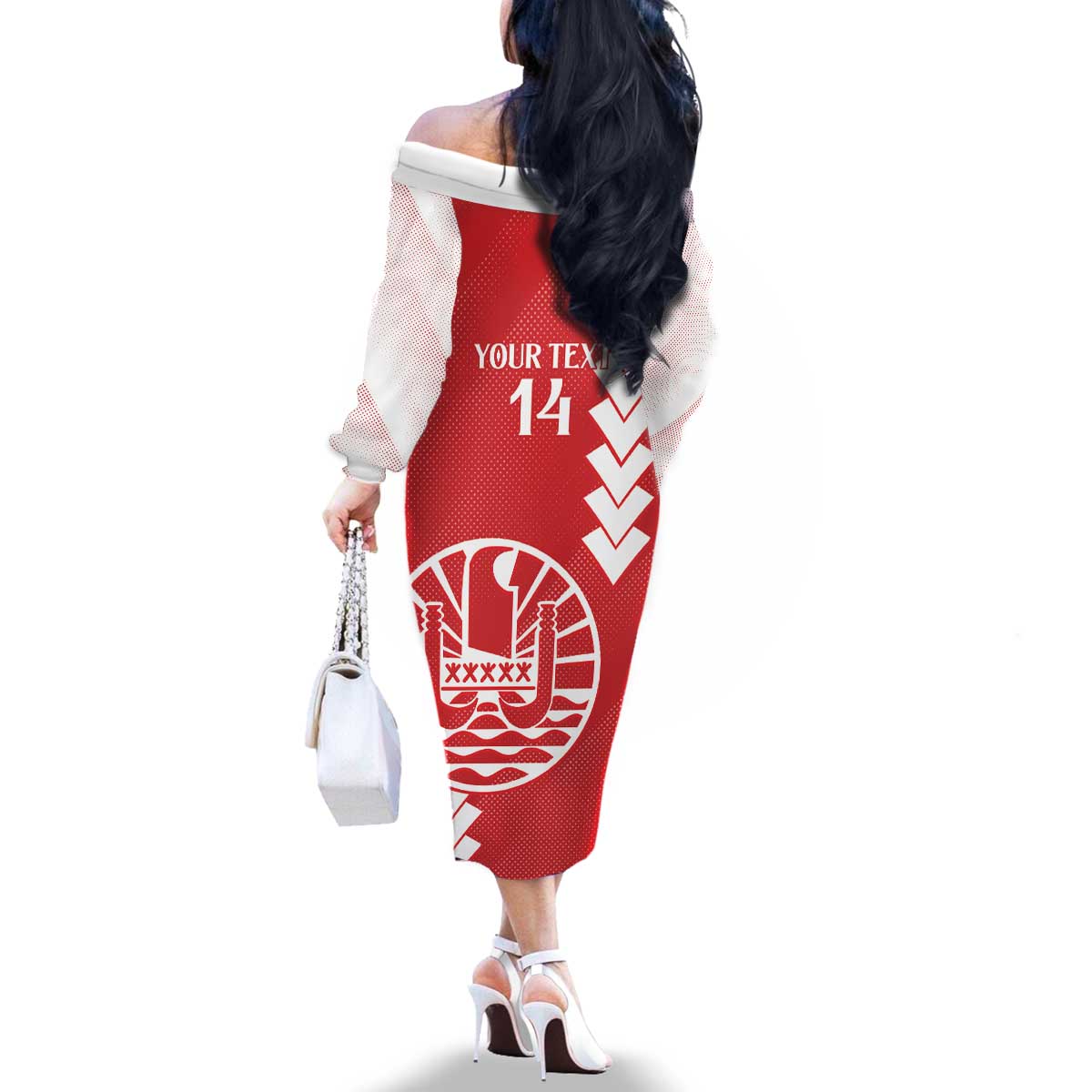 Custom Tahiti Football Family Matching Off The Shoulder Long Sleeve Dress and Hawaiian Shirt Go Toa Aito LT14 - Polynesian Pride