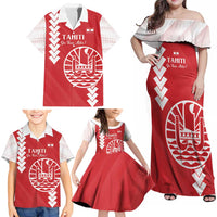 Custom Tahiti Football Family Matching Off Shoulder Maxi Dress and Hawaiian Shirt Go Toa Aito LT14 - Polynesian Pride