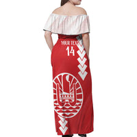 Custom Tahiti Football Family Matching Off Shoulder Maxi Dress and Hawaiian Shirt Go Toa Aito LT14 - Polynesian Pride