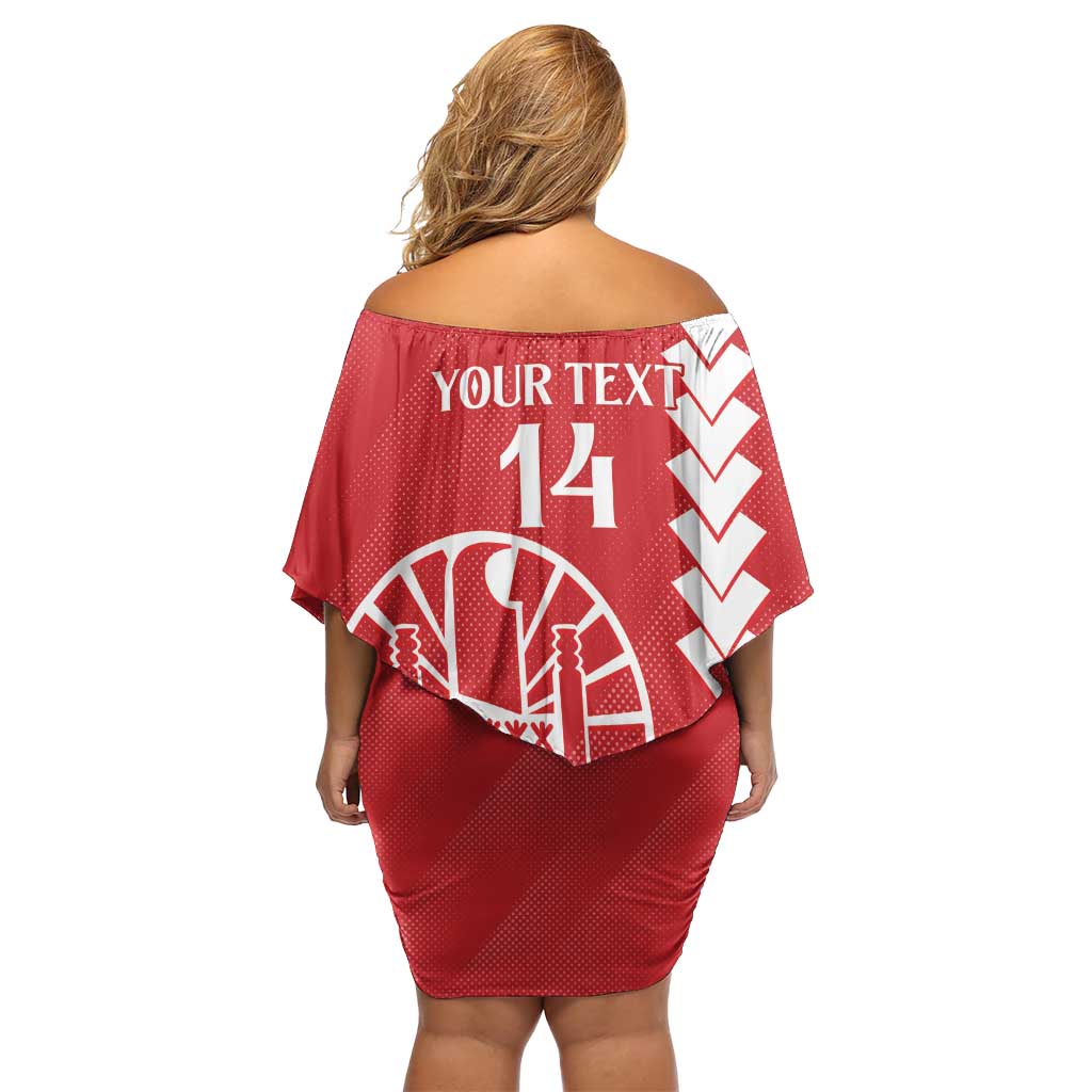 Custom Tahiti Football Family Matching Off Shoulder Short Dress and Hawaiian Shirt Go Toa Aito LT14 - Polynesian Pride