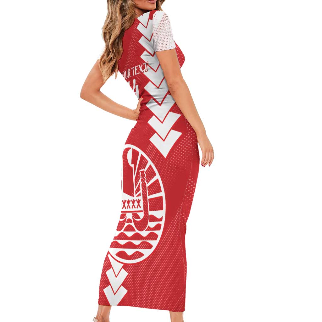 Custom Tahiti Football Family Matching Short Sleeve Bodycon Dress and Hawaiian Shirt Go Toa Aito LT14 - Polynesian Pride