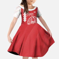 Custom Tahiti Football Family Matching Summer Maxi Dress and Hawaiian Shirt Go Toa Aito LT14 Daughter's Dress Red - Polynesian Pride
