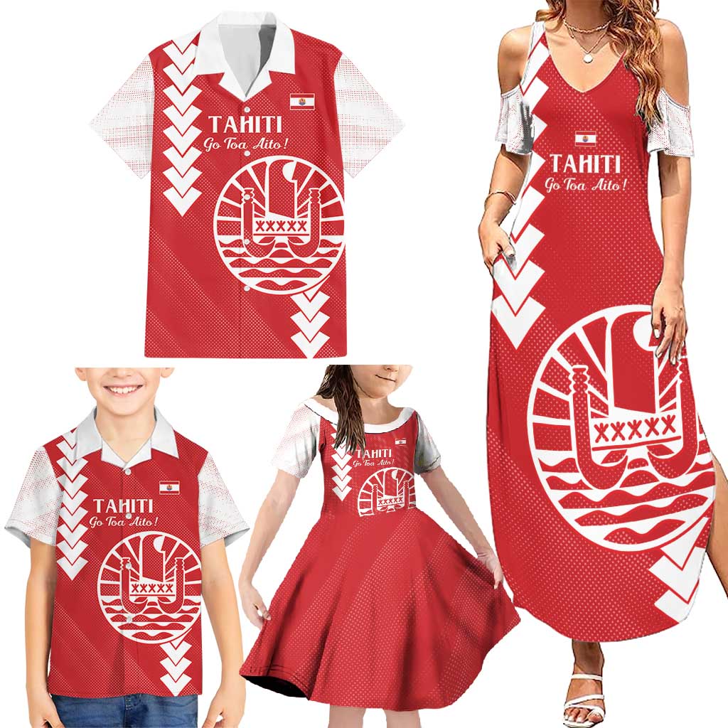 Custom Tahiti Football Family Matching Summer Maxi Dress and Hawaiian Shirt Go Toa Aito LT14 - Polynesian Pride