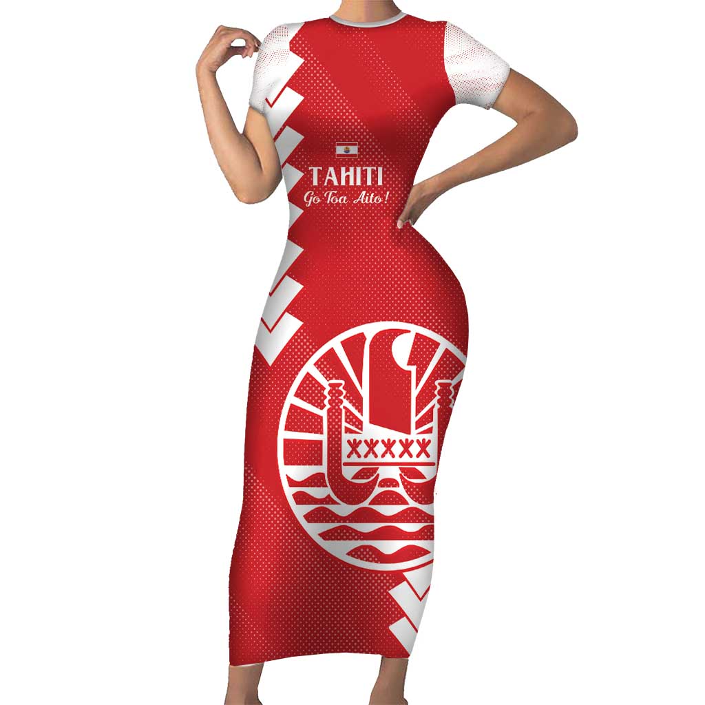 Custom Tahiti Football Short Sleeve Bodycon Dress Go Toa Aito