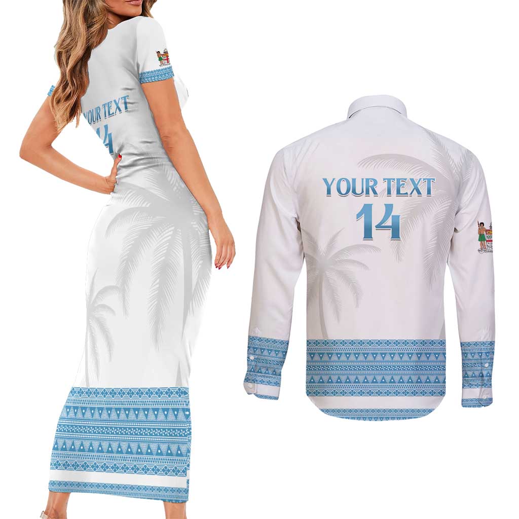 Custom Fiji Tapa Football Couples Matching Short Sleeve Bodycon Dress and Long Sleeve Button Shirt Go Bula Boy! LT14 - Polynesian Pride