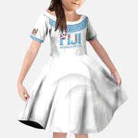 Custom Fiji Tapa Football Family Matching Mermaid Dress and Hawaiian Shirt Go Bula Boy! LT14 Daughter's Dress White - Polynesian Pride