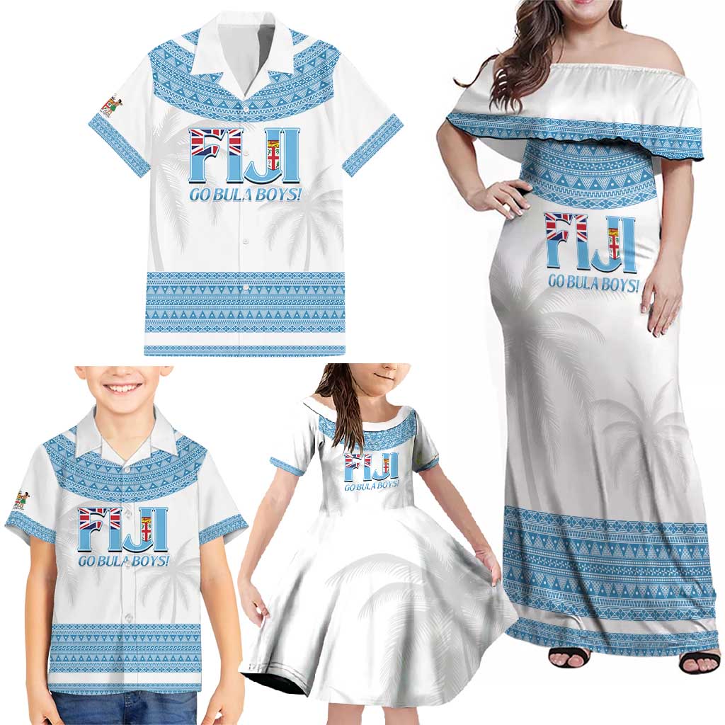 Custom Fiji Tapa Football Family Matching Off Shoulder Maxi Dress and Hawaiian Shirt Go Bula Boy! LT14 - Polynesian Pride