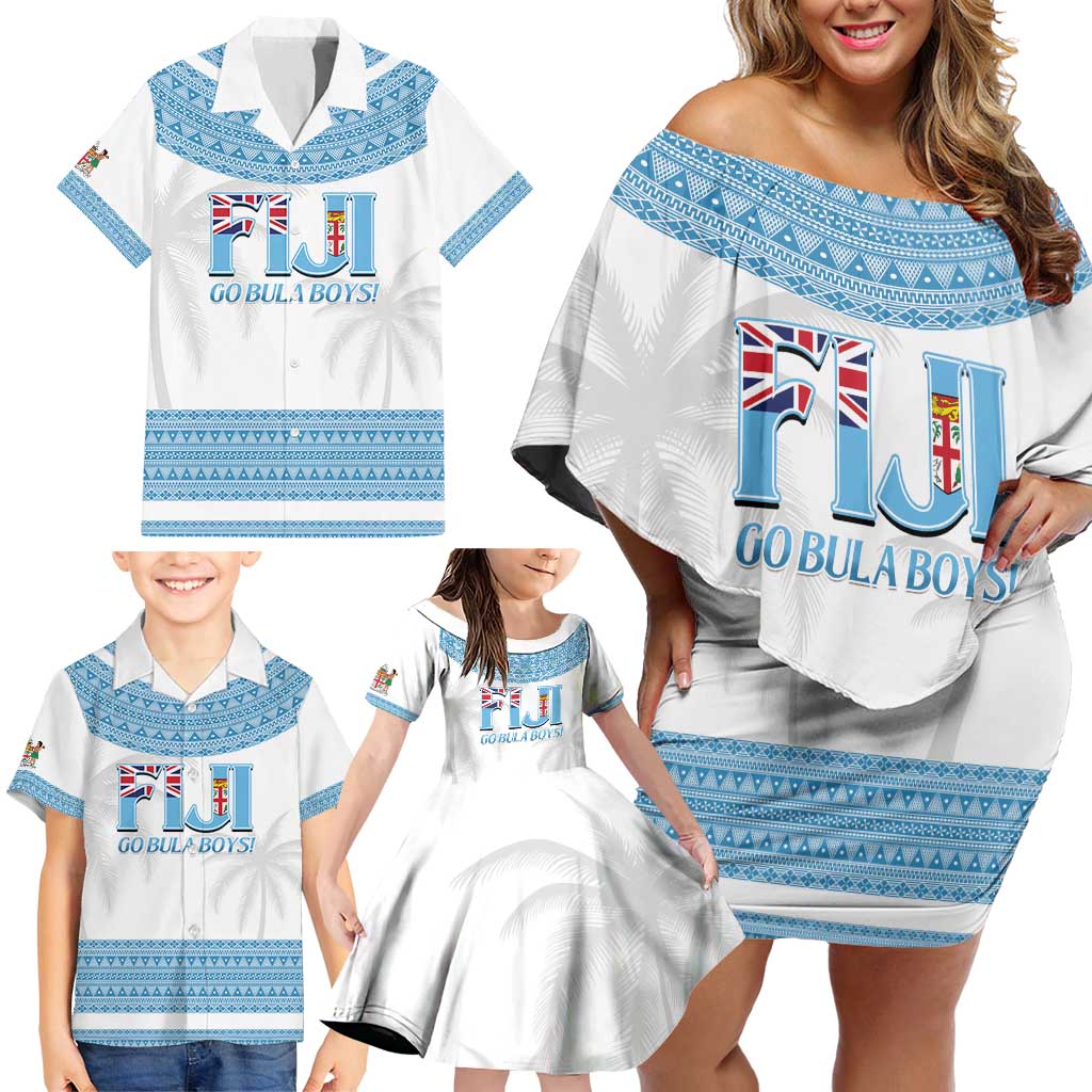 Custom Fiji Tapa Football Family Matching Off Shoulder Short Dress and Hawaiian Shirt Go Bula Boy! LT14 - Polynesian Pride