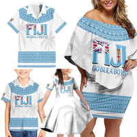 Custom Fiji Tapa Football Family Matching Off Shoulder Short Dress and Hawaiian Shirt Go Bula Boy! LT14 - Polynesian Pride