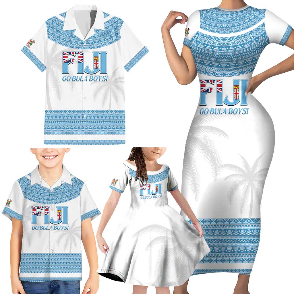 Custom Fiji Tapa Football Family Matching Short Sleeve Bodycon Dress and Hawaiian Shirt Go Bula Boy! LT14 - Polynesian Pride