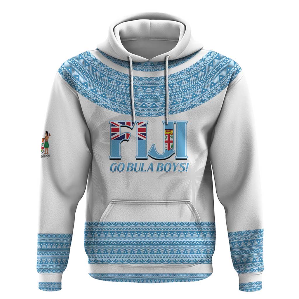 Custom Fiji Tapa Football Hoodie Go Bula Boy! LT14 Pullover Hoodie White - Polynesian Pride