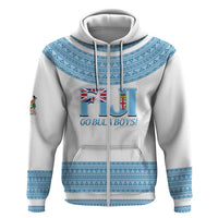 Custom Fiji Tapa Football Hoodie Go Bula Boy! LT14 Zip Hoodie White - Polynesian Pride