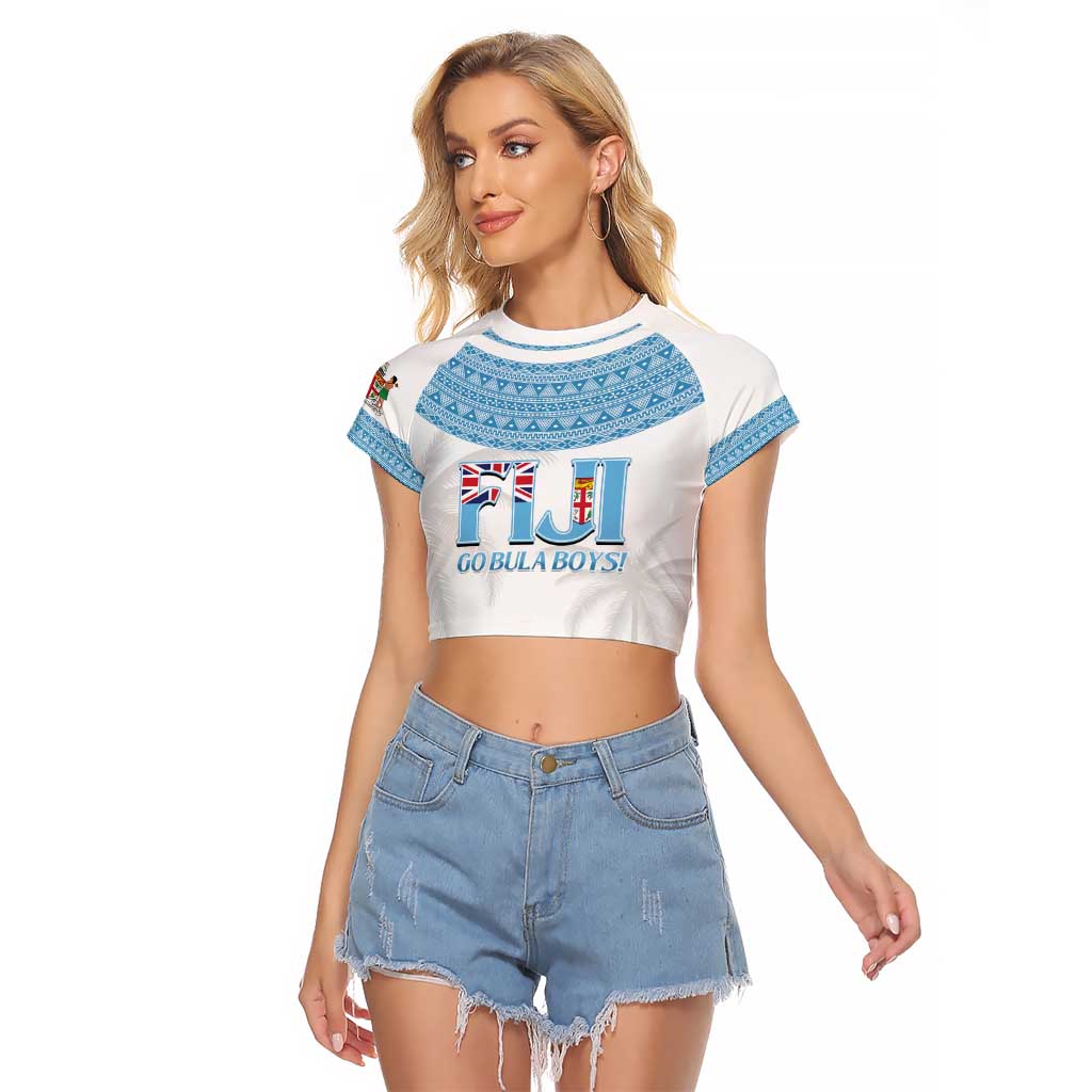 Custom Fiji Tapa Football Raglan Cropped T Shirt Go Bula Boy!