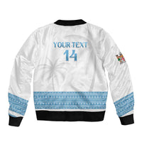 Custom Fiji Tapa Football Sleeve Zip Bomber Jacket Go Bula Boy!