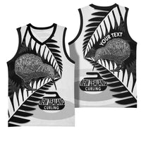 New Zealand Silver Fern Curling Personalised Basketball Jersey Aotearoa Kiwi Ponga Black White Version - Polynesian Pride