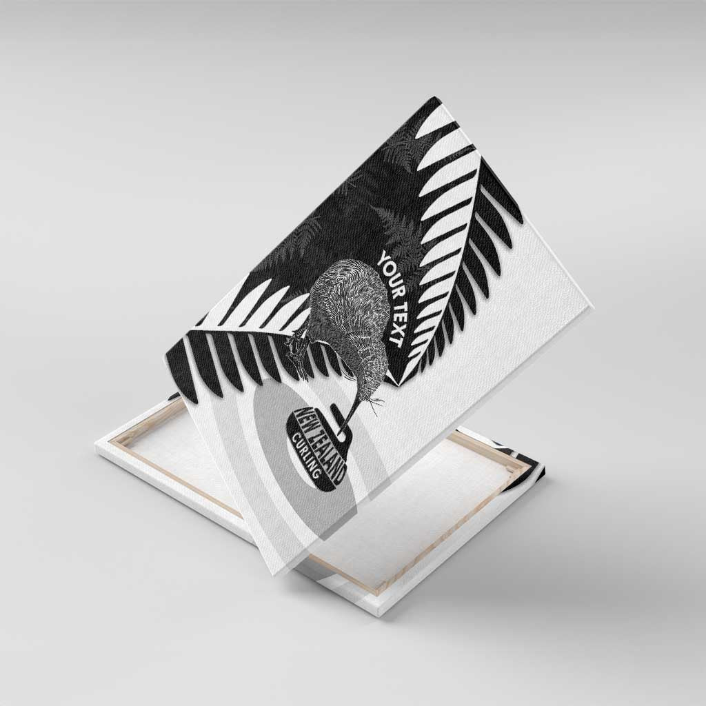 New Zealand Silver Fern Curling Personalised Canvas Wall Art Aotearoa Kiwi Ponga Black White Version - Polynesian Pride