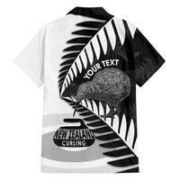 New Zealand Silver Fern Curling Personalised Family Matching Off Shoulder Maxi Dress and Hawaiian Shirt Aotearoa Kiwi Ponga Black White Version LT14 - Polynesian Pride