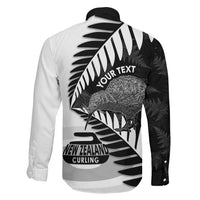New Zealand Silver Fern Curling Personalised Family Matching Tank Maxi Dress and Hawaiian Shirt Aotearoa Kiwi Ponga Black White Version LT14 - Polynesian Pride