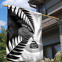 New Zealand Silver Fern Curling Personalised Garden Flag Aotearoa Kiwi Ponga Black White Version - Polynesian Pride