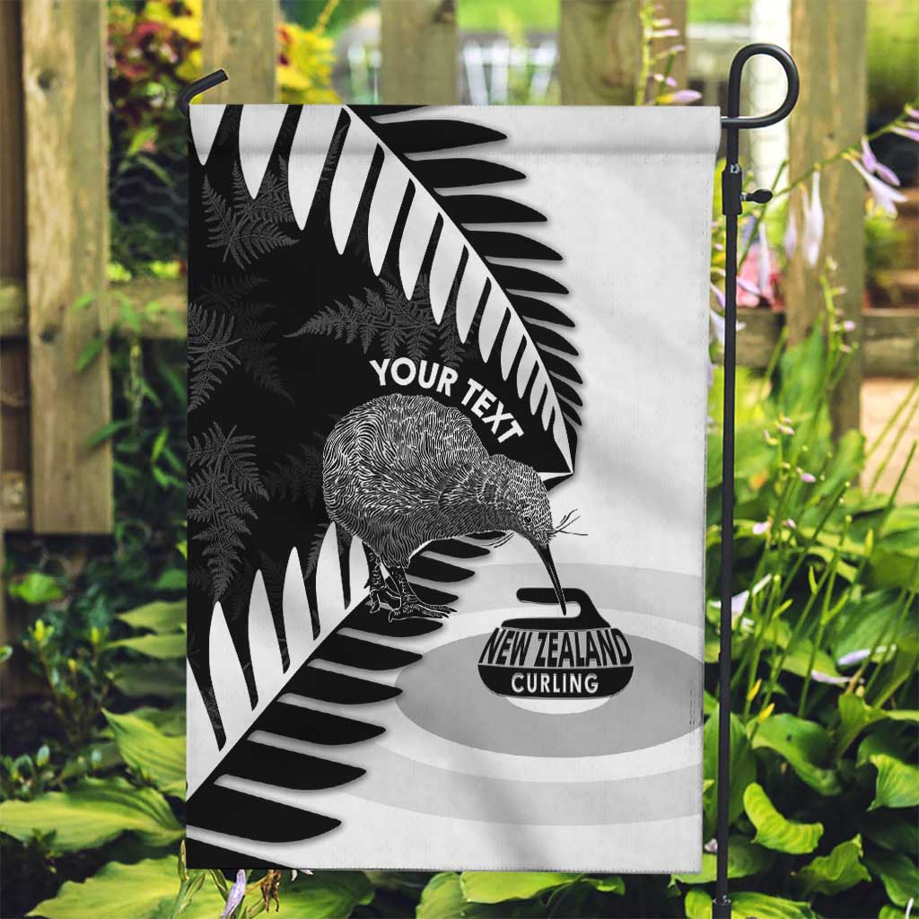 New Zealand Silver Fern Curling Personalised Garden Flag Aotearoa Kiwi Ponga Black White Version - Polynesian Pride