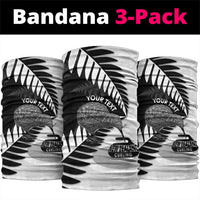New Zealand Silver Fern Curling Personalised Neck Gaiter Aotearoa Kiwi Ponga Black White Version - Polynesian Pride