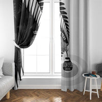 New Zealand Silver Fern Curling Personalised Window Curtain Aotearoa Kiwi Ponga Black White Version - Polynesian Pride