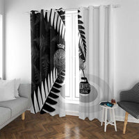 New Zealand Silver Fern Curling Personalised Window Curtain Aotearoa Kiwi Ponga Black White Version - Polynesian Pride