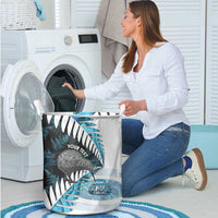 New Zealand Silver Fern Curling Personalised Laundry Basket Aotearoa Kiwi Ponga Paua Shell Version - Polynesian Pride