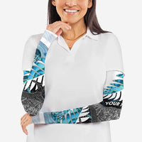 New Zealand Silver Fern Curling Personalised Arm Sleeves Aotearoa Kiwi Ponga Paua Shell Version - Polynesian Pride
