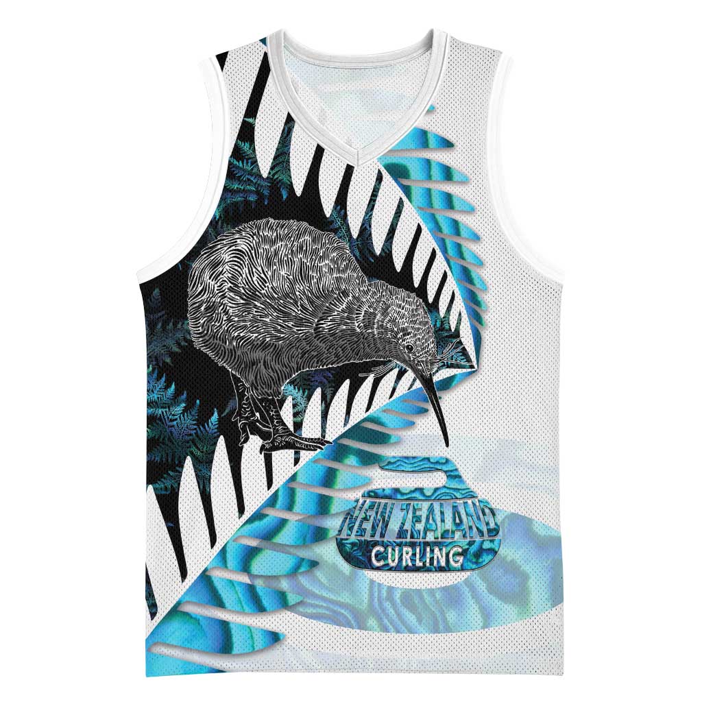 New Zealand Silver Fern Curling Personalised Basketball Jersey Aotearoa Kiwi Ponga Paua Shell Version - Polynesian Pride