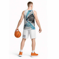 New Zealand Silver Fern Curling Personalised Basketball Jersey Aotearoa Kiwi Ponga Paua Shell Version - Polynesian Pride